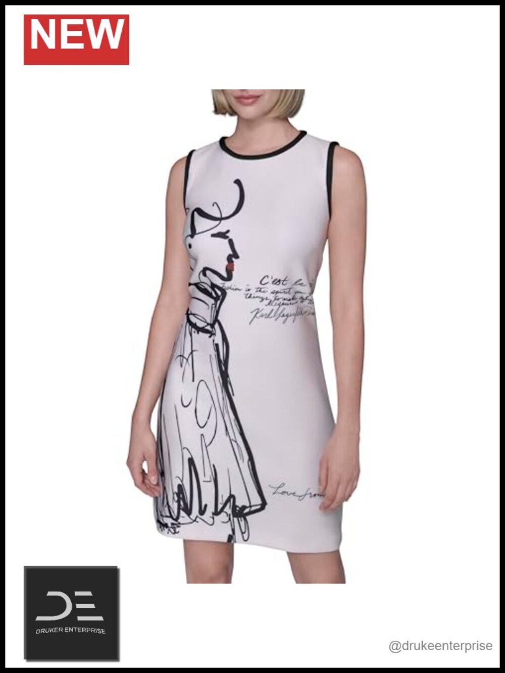 Sleeveless Printed Scuba Sheath Dress